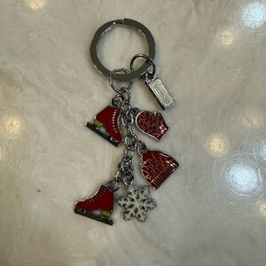 Vintage COACH Ice Skates Gloves Coach Tag Multi-Color Keychain Key Ring